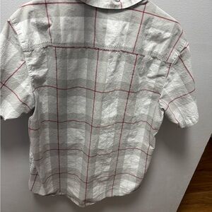 Men's White and Red Checkered Shirt